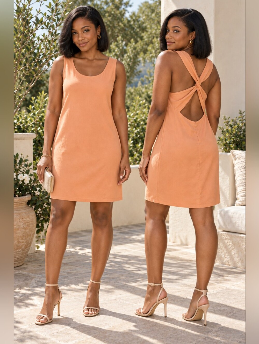 Elegant Orange Midi Dress